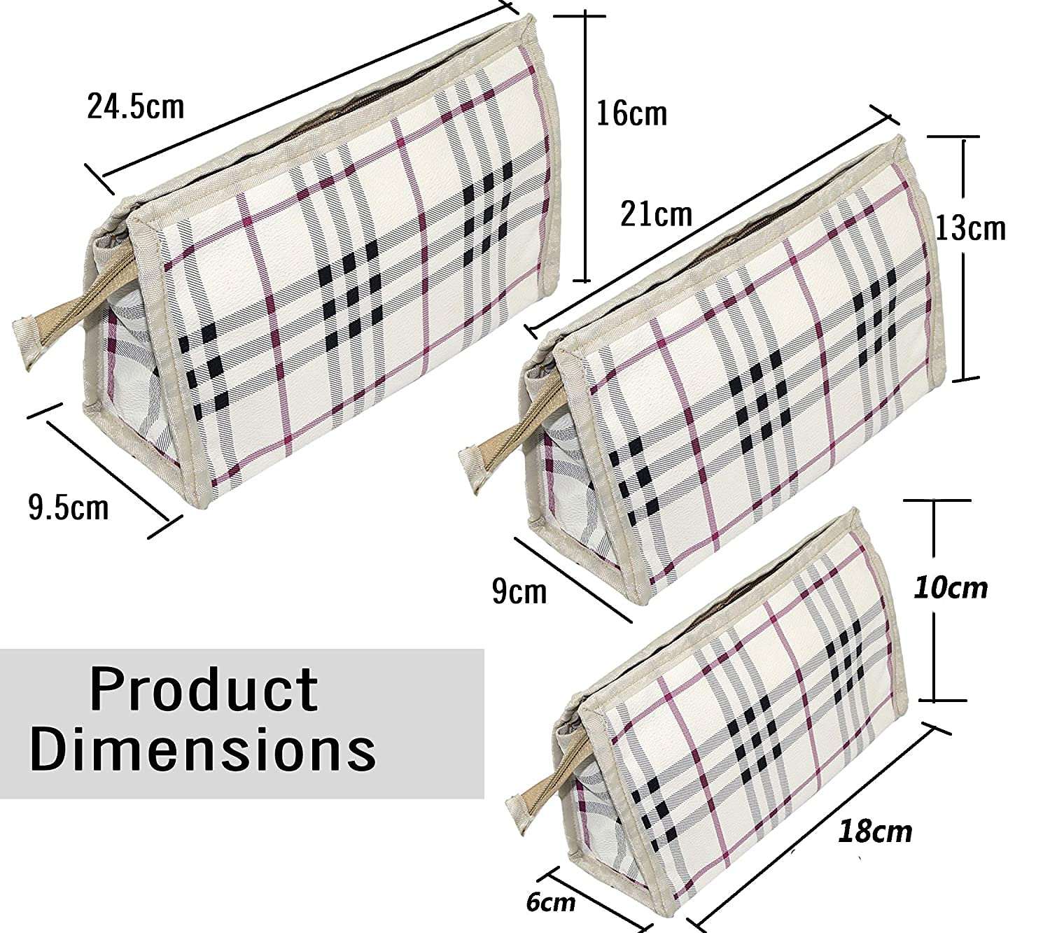 ADJD Set of 3 Difference Size Multipurpose Cosmetic Travelling Pouch Toiletry Shaving Cosmetic Makeup Kit Stationary Case Bag (Multi-Color) 4