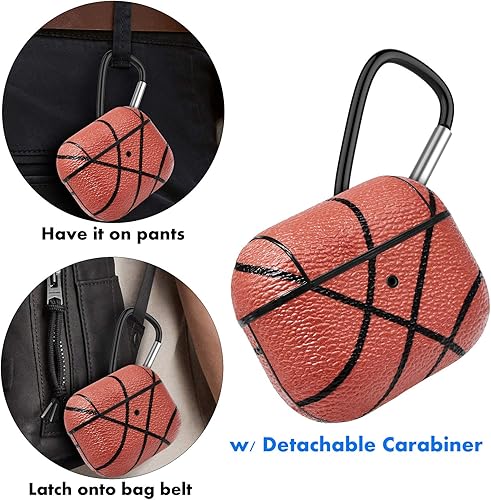 Miniatura 6 de NJJEX Funda para AirPods Pro, funda rígida de piel sintética con llavero, funda protectora portátil para auriculares, compatible con Apple AirPods