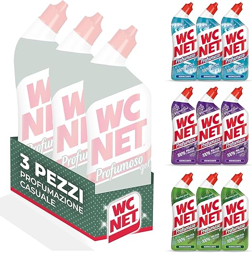 Wc Net - Perfume Gel, Descaler and Sanitizer for Toilet, Tripacco Mono Fragrance Depending on Availability, 3 Bottles of 700 ml