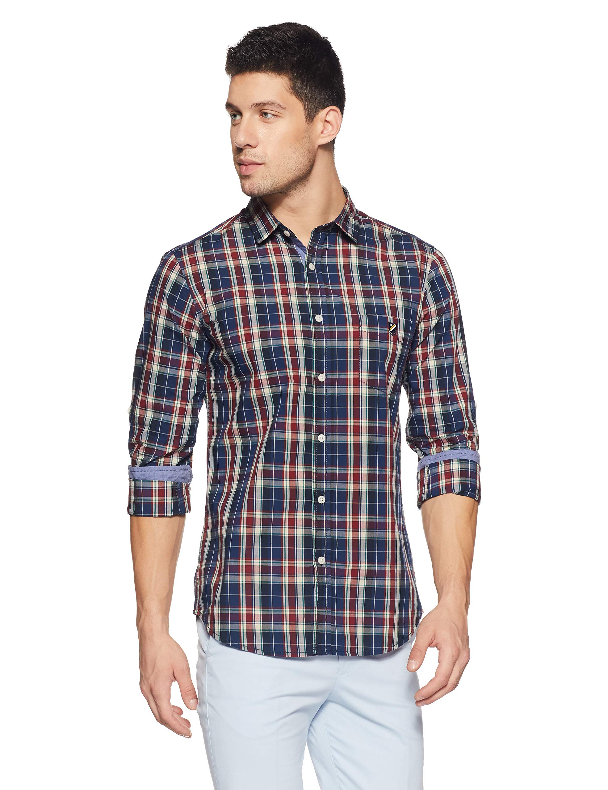 Amazon Brand - House & ShieldsMen's Checkered Regular Fit Shirt (AW18-HSSH-04_A#4619)
