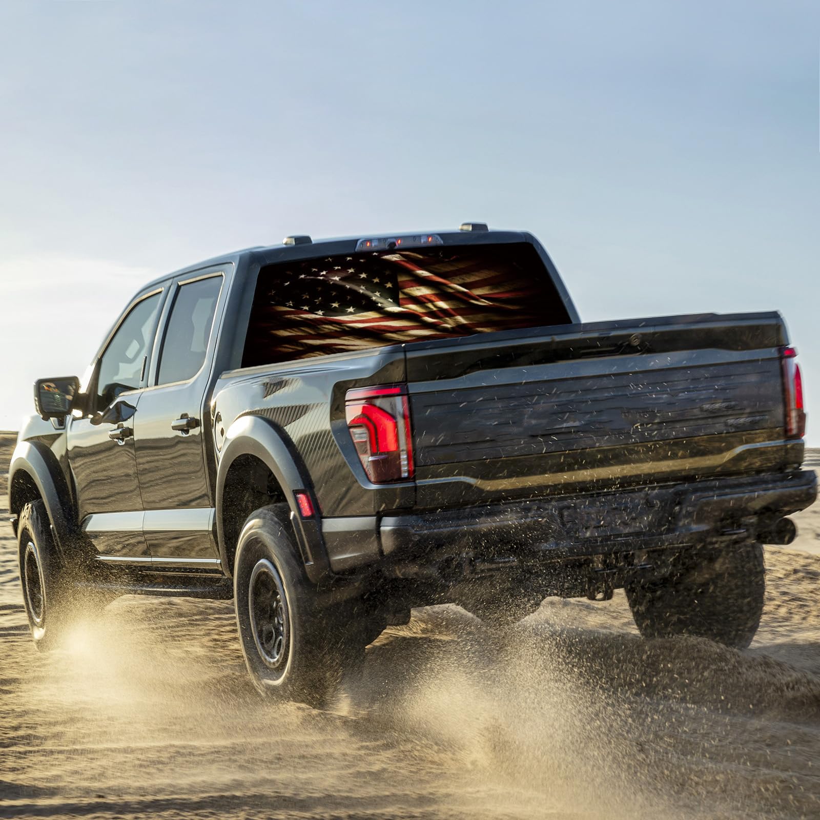 Tobethay Rear Window American Flag Decal For Trucks - 65x22 Inch Vinyl Perforated Sticker, Fits Most Pickup Trucks & SUVs - View #5
