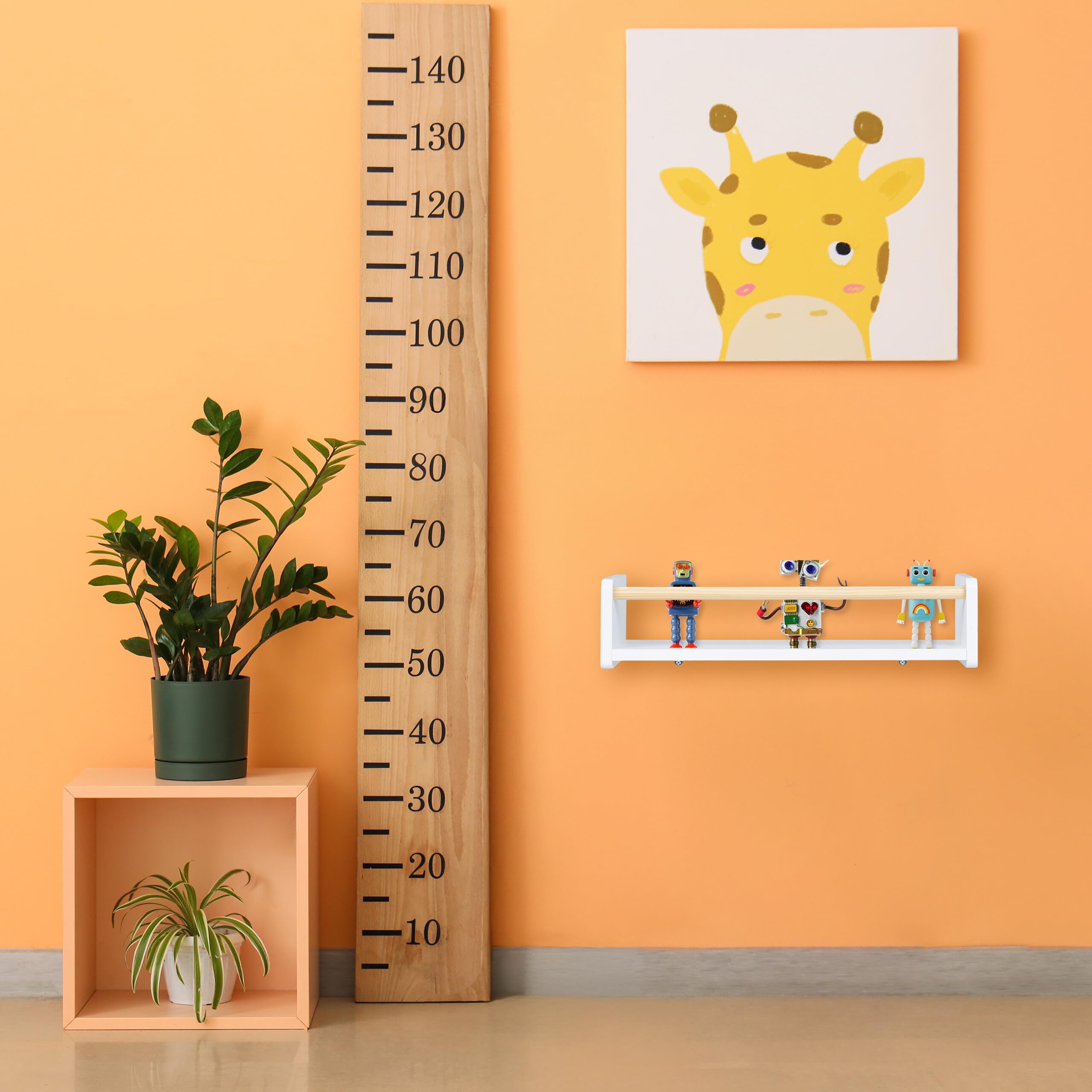 Relaxdays Estantes de Pared Infantiles, Set de 3, Baldas Flotantes Niños, 12x50x18 cm, Estantería Niños, Blanco/Natural
