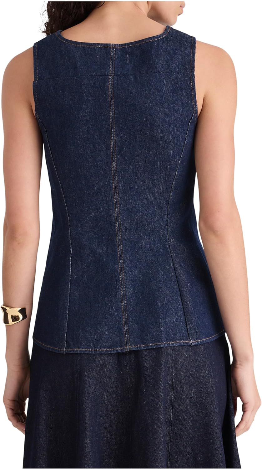 Madewell Womens Long Line V Neck Vest in Rinse Wash - Image 4