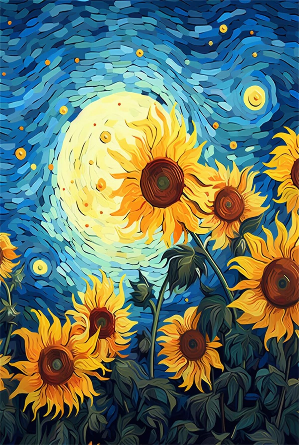 Taxpy 11CT Flor De Girasol Diy Kit Punto De Cruz Paisaje De Cielo Estrellado Kits De Patrones De Punto De Cruz,Kit De Bordado Para Adultos Y Principiantes,Juego De Manualidades 80x100cm