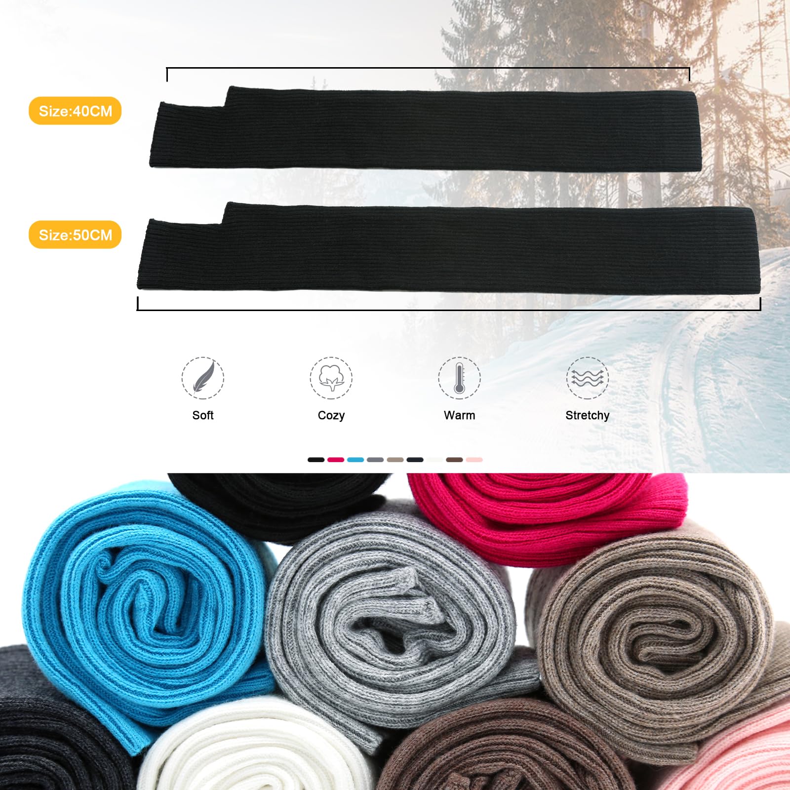 SEYUFN Winter Fingerless Long Gloves for Women Cashmere Blended Knitted Arm Warmers Super Soft Black Arm Sleeves: 40cm/15.7in Camel