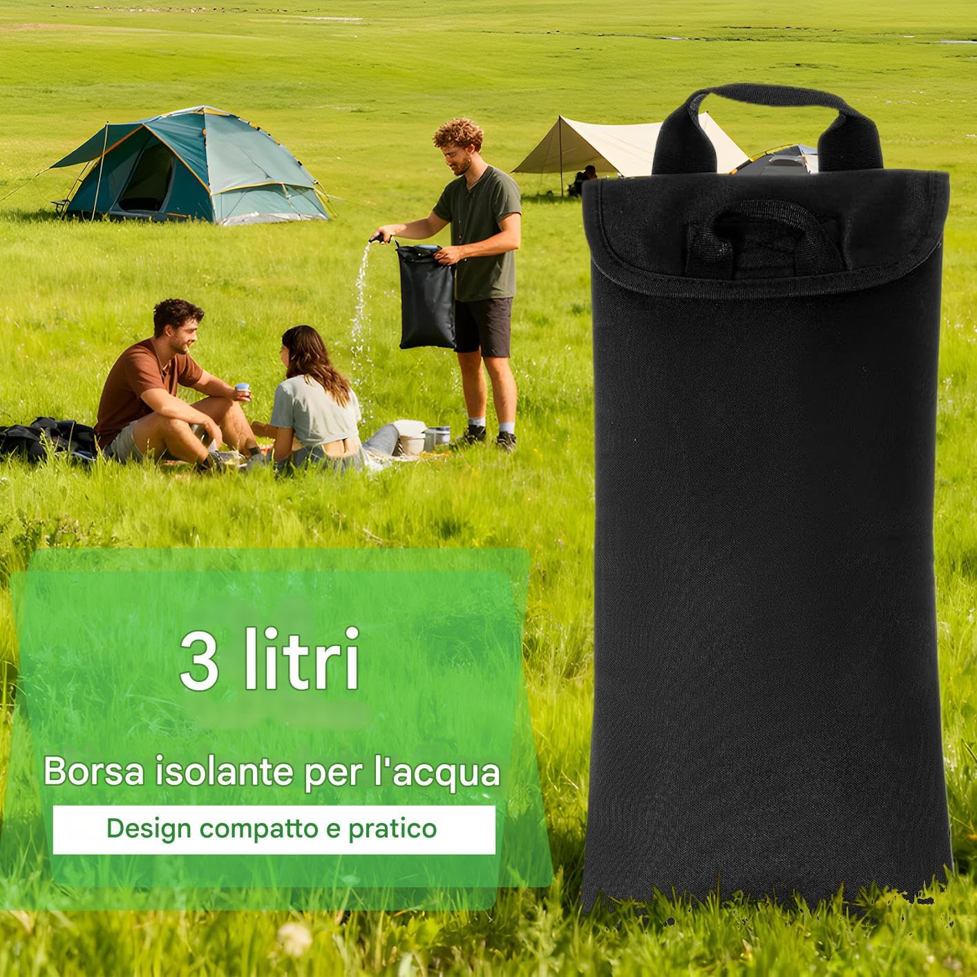 Generico Borsa per Sacca Idrica - 3L Leggero Antigoccia Isolato - Fodera Isolante per Idratazione E Raffreddamento,per Ciclismo Viaggio Outdoor Escursionismo Trekking Campeggio Corsa Sopravvivenza