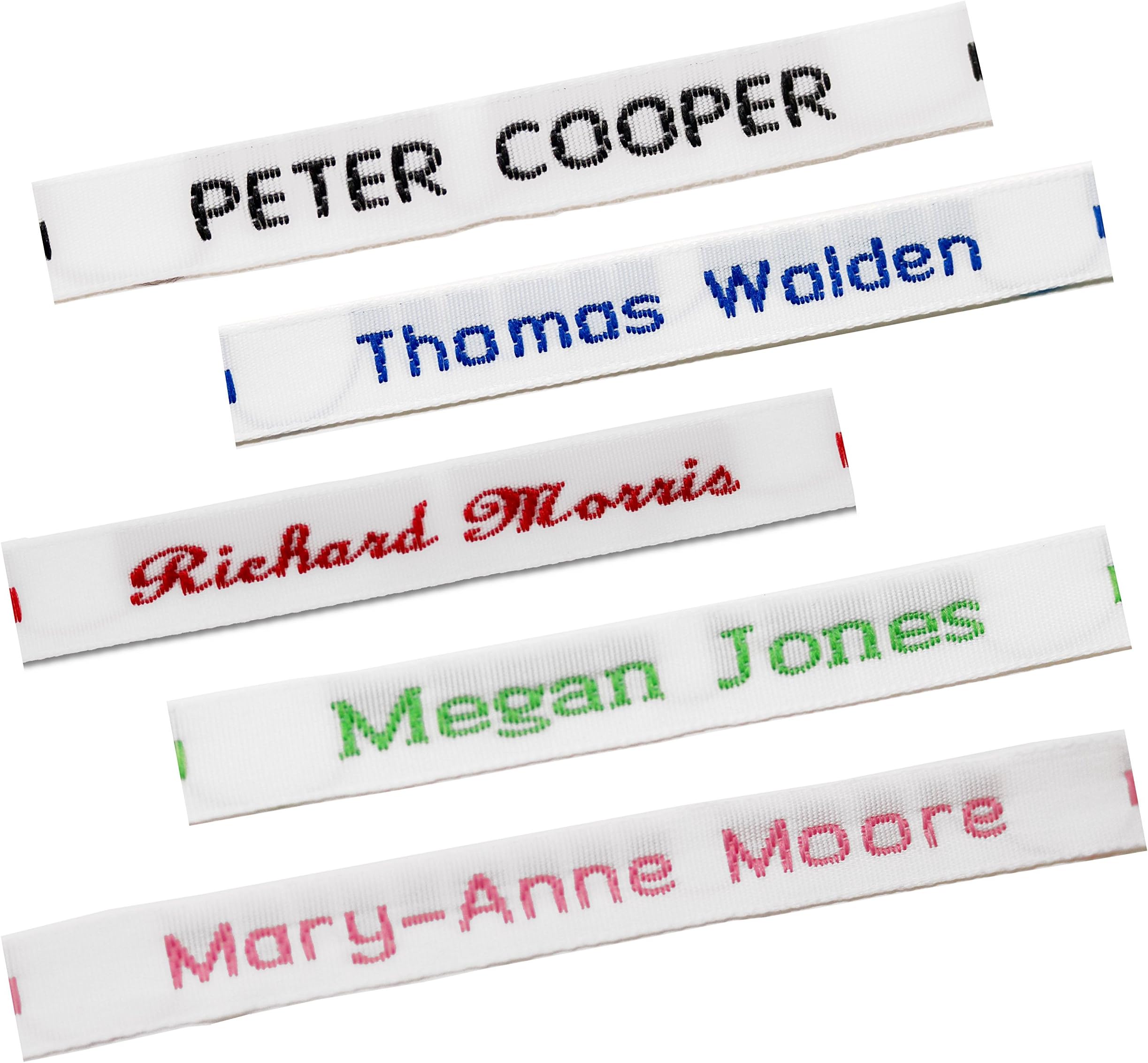 72 Sew-in Name Tapes for School (Pre-Cut) Woven Name Labels/Tags