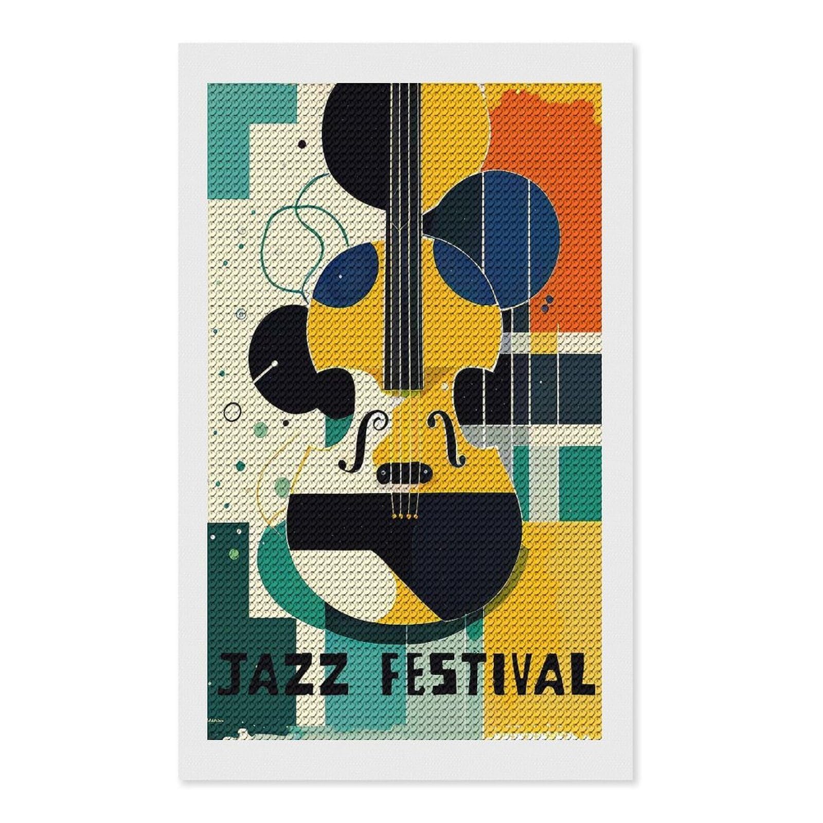 Junmoney Vintage Jazz Festival Diamond Painting Canvas Kit 12"x20", Leisure Activity, Aesthetic Room Decor, with Tool Kit, DIY, Gift