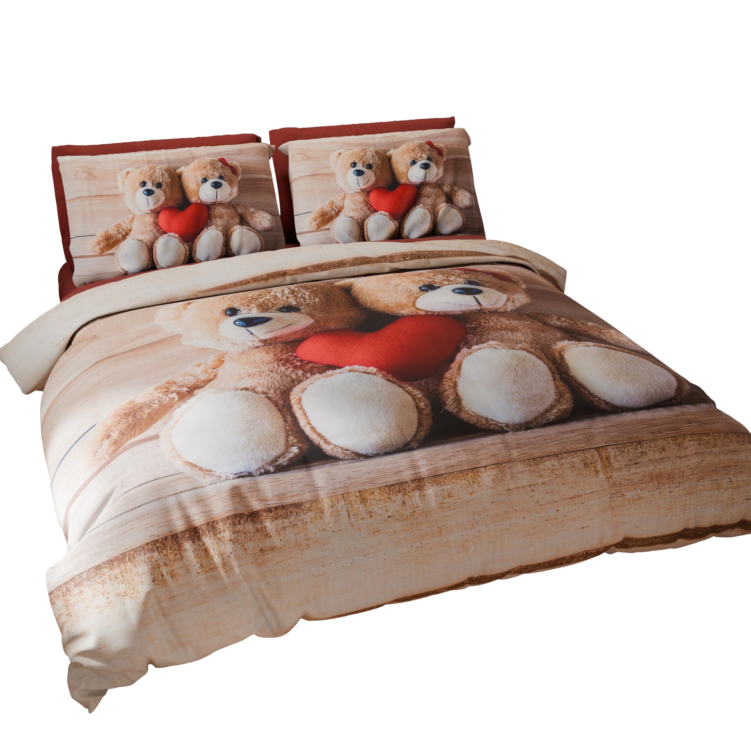 PETTI Artigiani Italiani - Set Copripiumino Matrimoniale 250x200 cm (2 Federe 50x80 cm Incluse), Parure Copripiumino Morbida Microfibra con Stampa Digitale - Made in Italy - Dolcezza