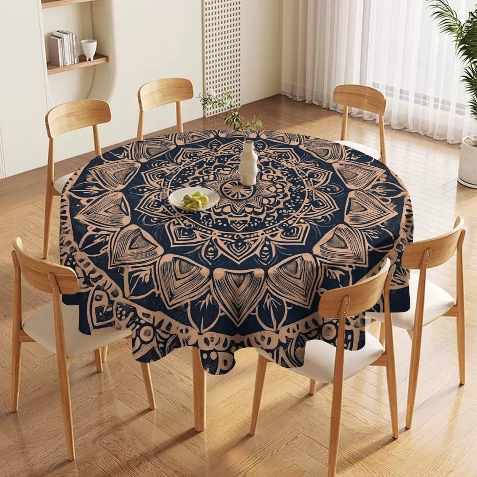 ORDOBO Round Table Cover -Beautiful Sea View 3D Print Waterproof Protect Table Cover Fashion Countertop Decoration For Kitchen Home Dinner 152X152Cm