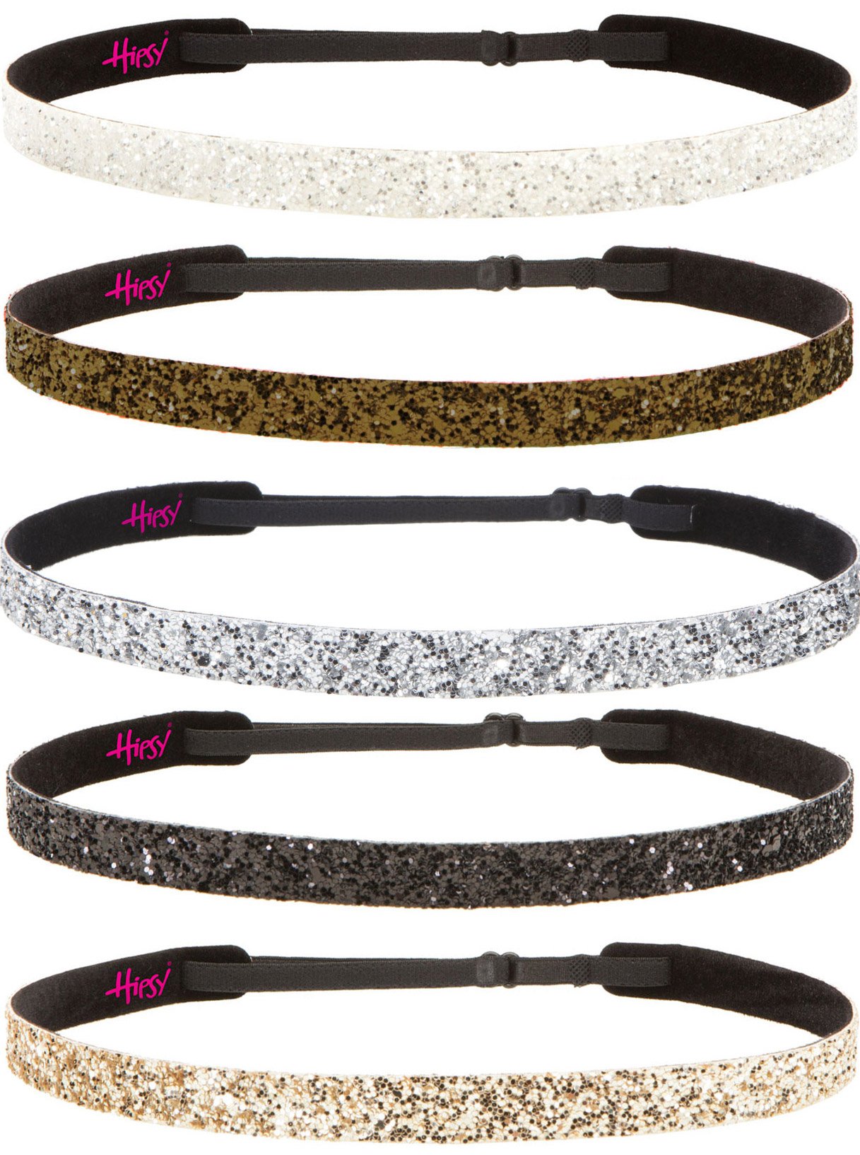 Hipsy 5pk Damen Adjustable NO SLIP dünner Bling Funkeln-Stirnband Multi Gift Pack