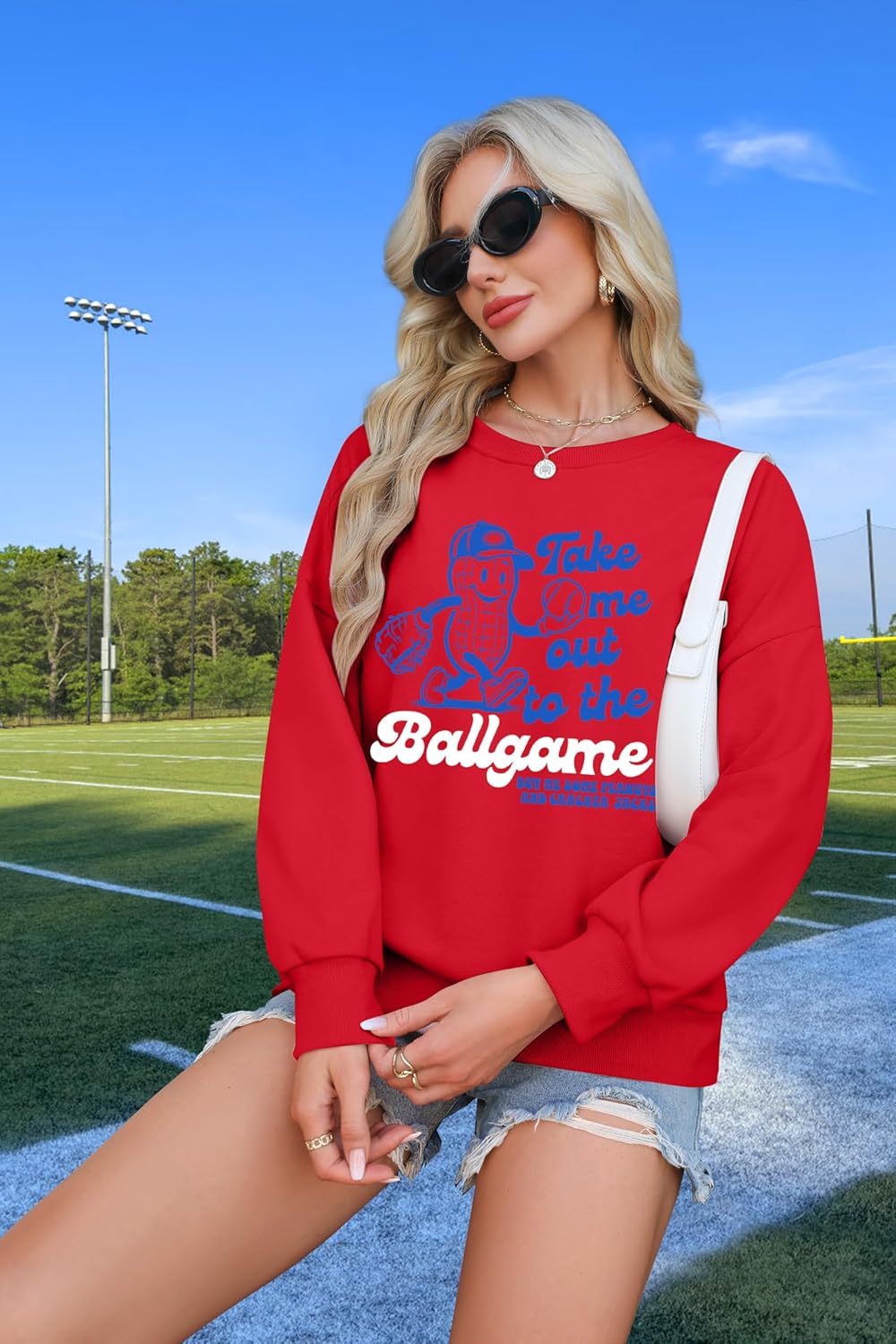 ALLTB Baseball Sweatshirt Women Game day Sweater Funny Ballgame Graphic Shirt Casual Long Sleeve Top - Image 5