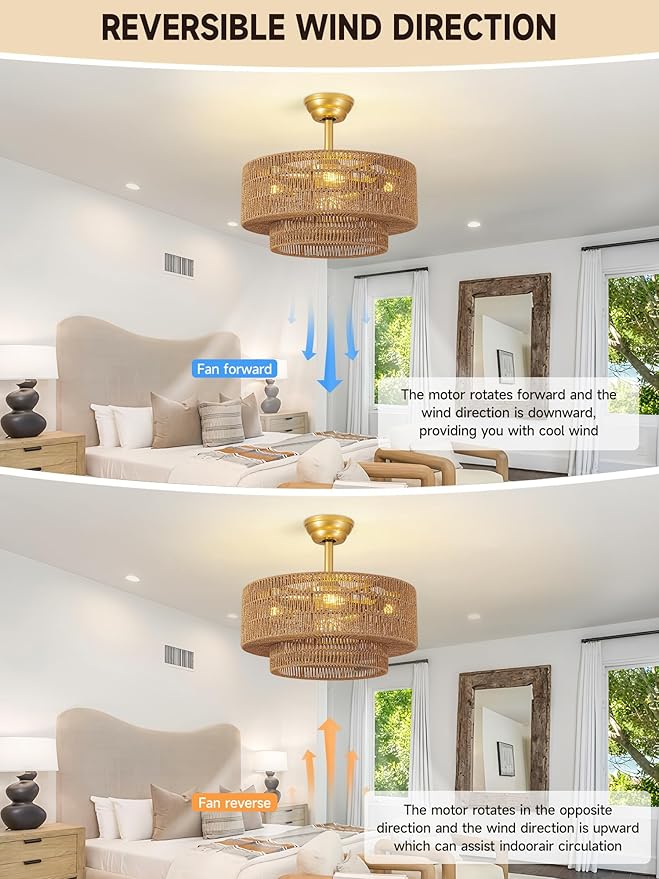 Ventilador de Techo con Luz y Control Remoto 6 Velocidades 1 miniatura 5