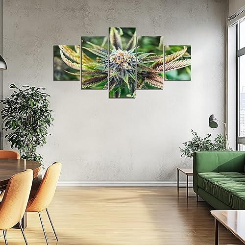 Miniatura 4 de Arte de pared de marihuana, hojas de cannabis, decoración de pared, pintura de hojas de marihuana, lienzo impreso, póster de plantas, pintado