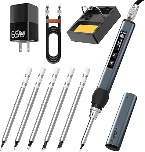 KAIWEETS Kit de soldador inteligente, calentamiento rápido de 8 segundos, 176-788, soldador con temperatura ajustable y control de temperatura