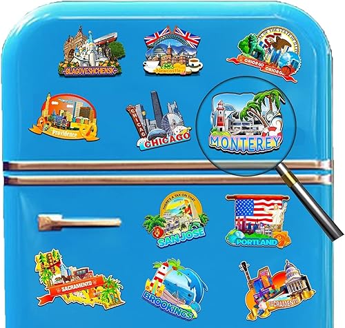 Miniatura 4 de Monterey - Imán de madera para nevera, diseño 3D de California, Estados Unidos, para viajes, coleccionables, recuerdos, decoración hecha a mano -2138