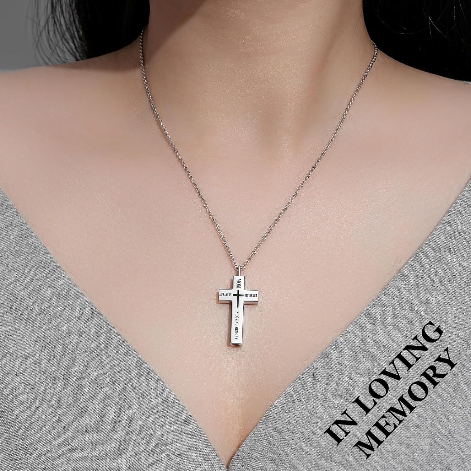 925 sterling silver cross souvenir ashes necklace urn pendant