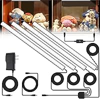 JUSJUBR 4x12 Inch LED Display Cabinet Lights, Dimmable Cold White 6000K with Memory Function, Ultra-Thin Black Shelf Lighting Kit for Cases & Bookshelves