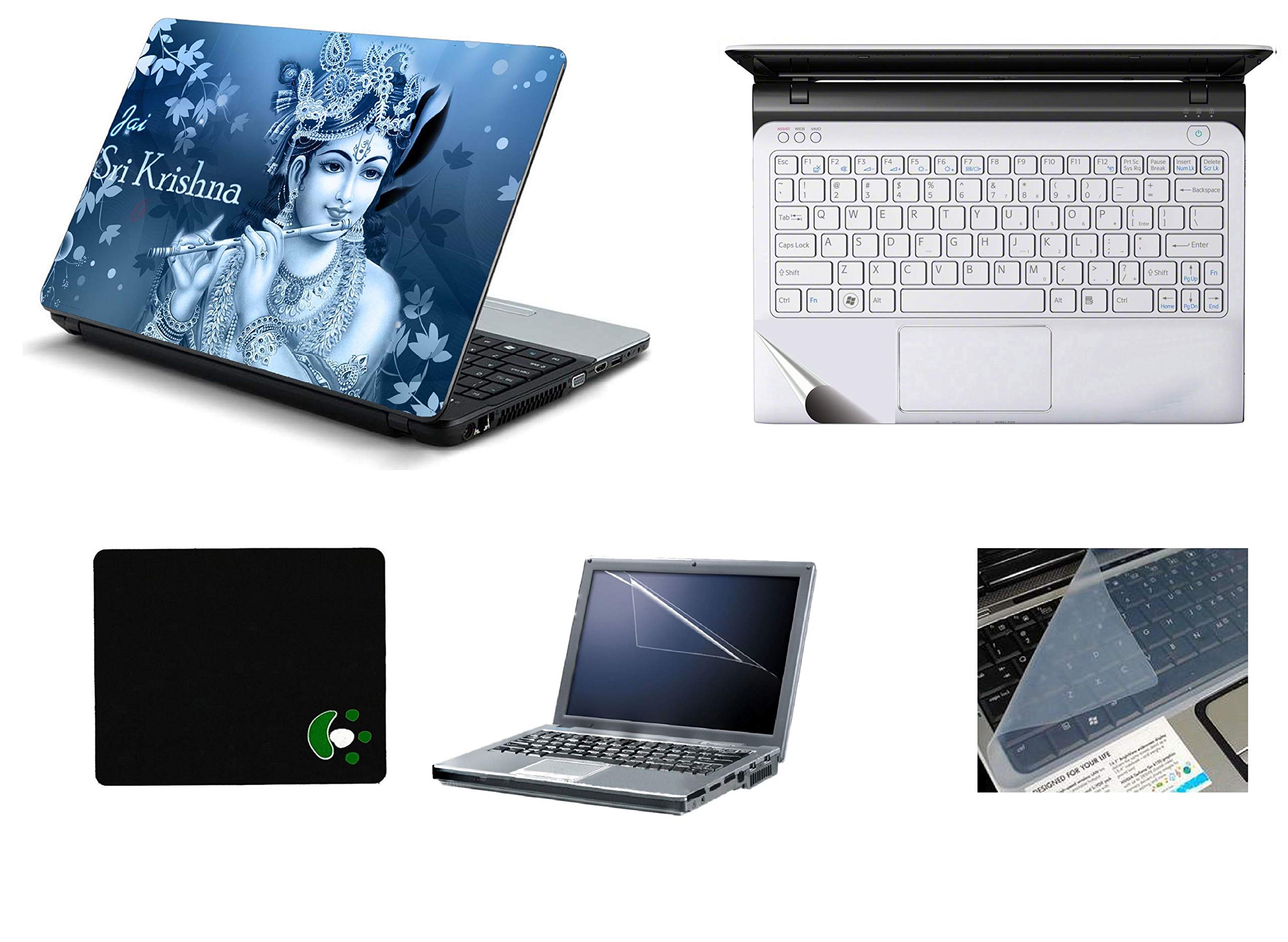 StickerKing 5in1 Laptop Accessories Combo - Jai Shri Krishna Vinyl Laptop Stickers, Screen Guard, Key Guard, Mouse Pad & Palm Rest Skin for HP-DELL-Lenovo-ASUS-Acer Laptops (Multicolor, 15.6 Inch) (B08THR3YMQ) Amazon Price History, Amazon Price Tracker