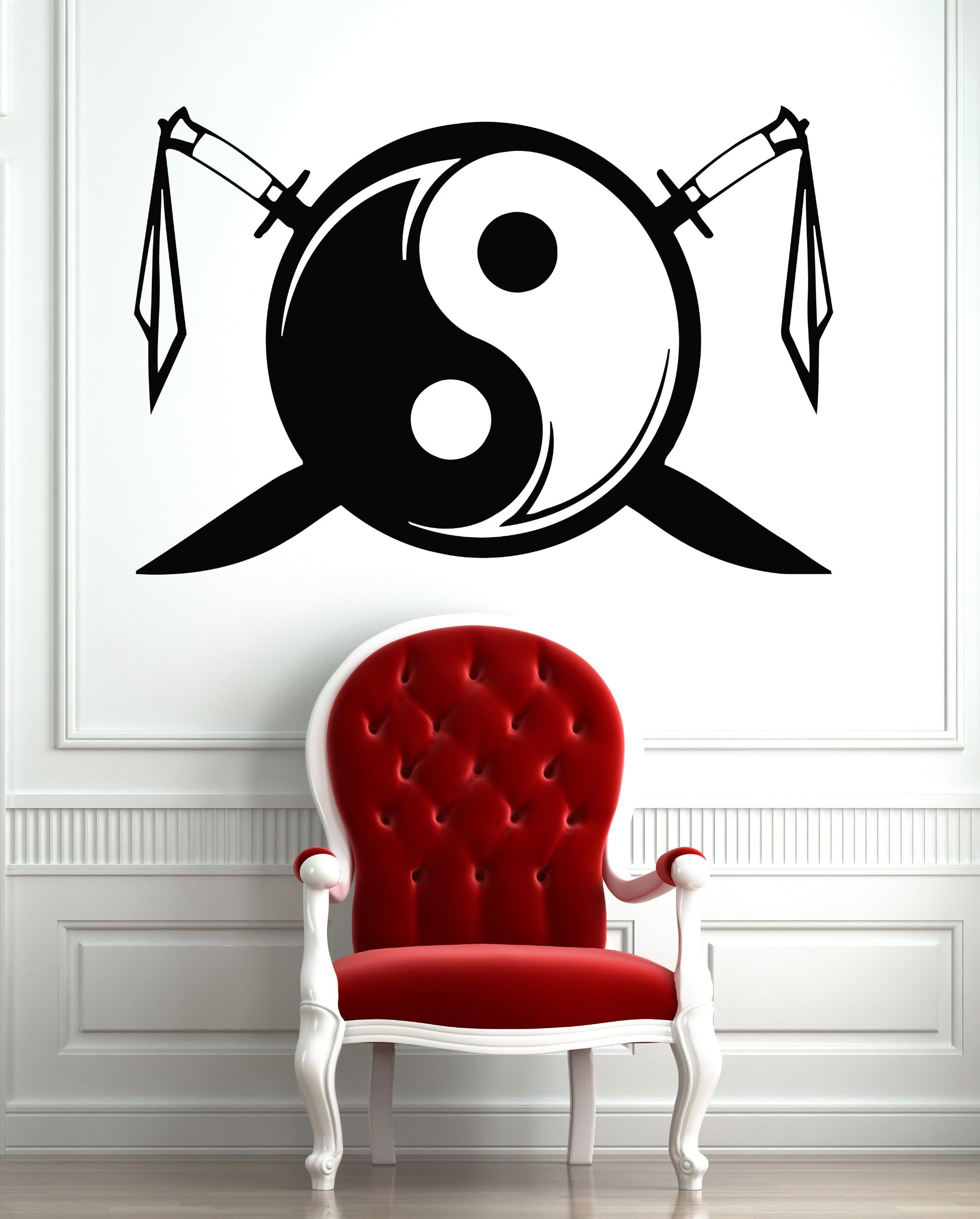 Eastern Martial Arts Wu-Shu Swords Yin Yang Wall Mural Vinyl Art Sticker z822
