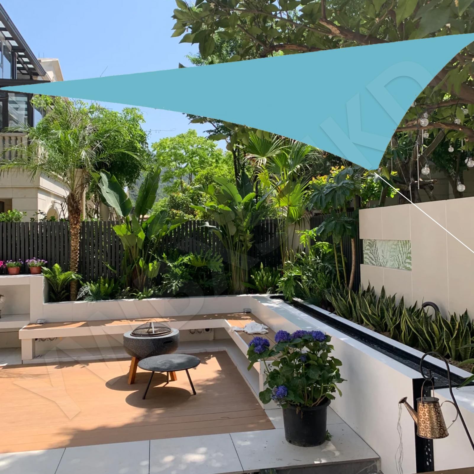 Voile D'Ombrage Triangle 3x4x5m, Toile Ombrage avec 3 Corde Libre, Auvent ImperméAble UV Protection, pour Jardin Terrasse ExtéRieur, avec Anneaux D+Corde