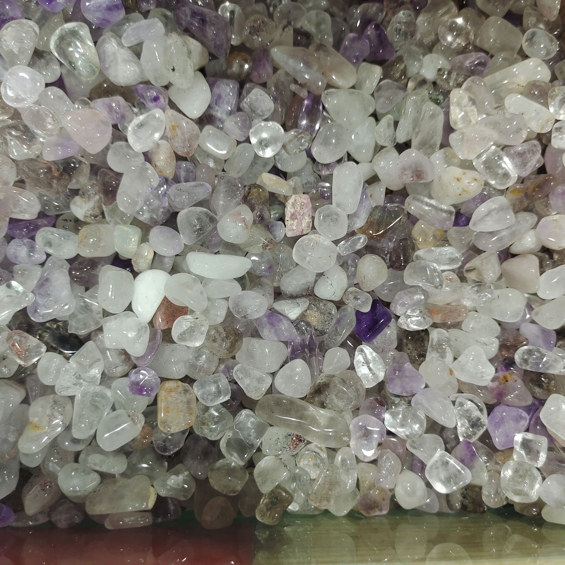 Guijarros Piedras Grava para peceras Decoraciones, Piedra triturada de Siete Cristales Duobao de Reiki for Acuario, decoración de jardín, 100 g