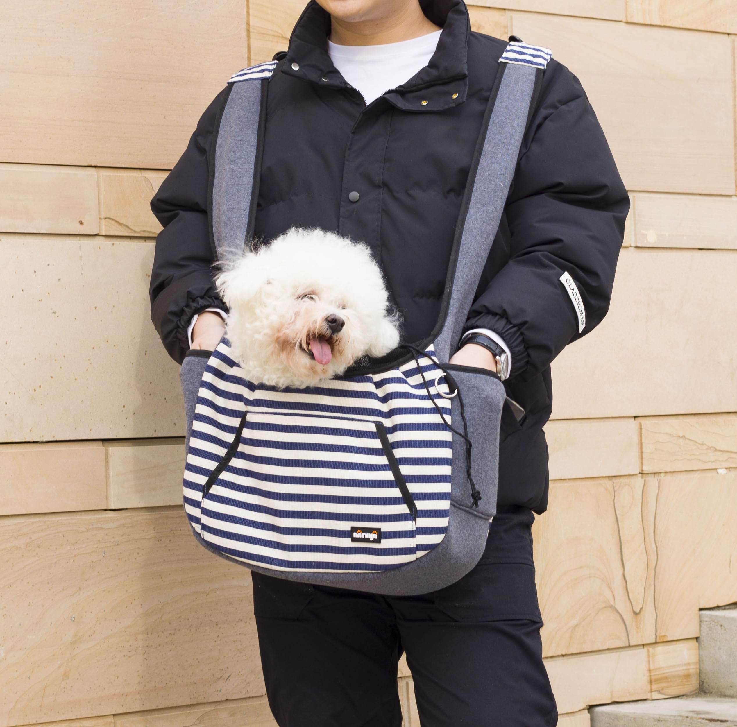 NATUYA Transportador de perro para cachorros, mochila frontal ajustable para mascotas, bolsa de viaje, almohadilla inferior, transportador de mascotas para perros pequeños, gatos, senderismo, camping