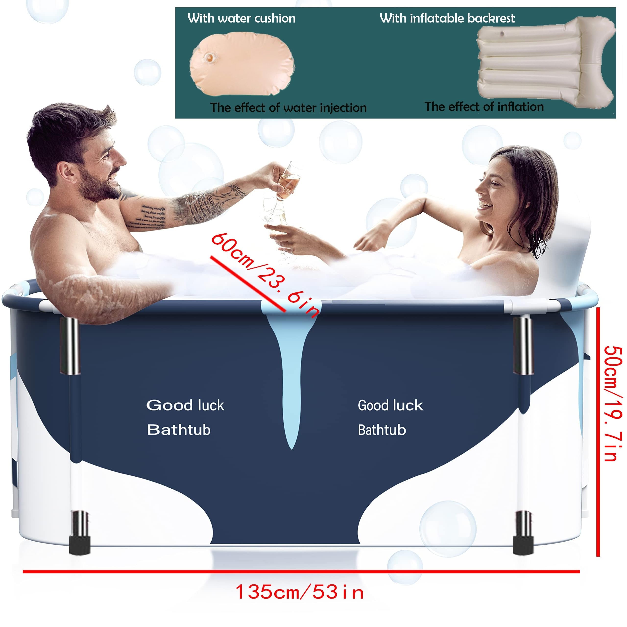 55 pollici Vasca da bagno portatile, vasca da bagno pieghevole, vasca da bagno indipendente per bagno caldo e di ghiaccio, vasca da bagno SPA per bagno, doccia, vasca da bagno portatile per ghiaccio