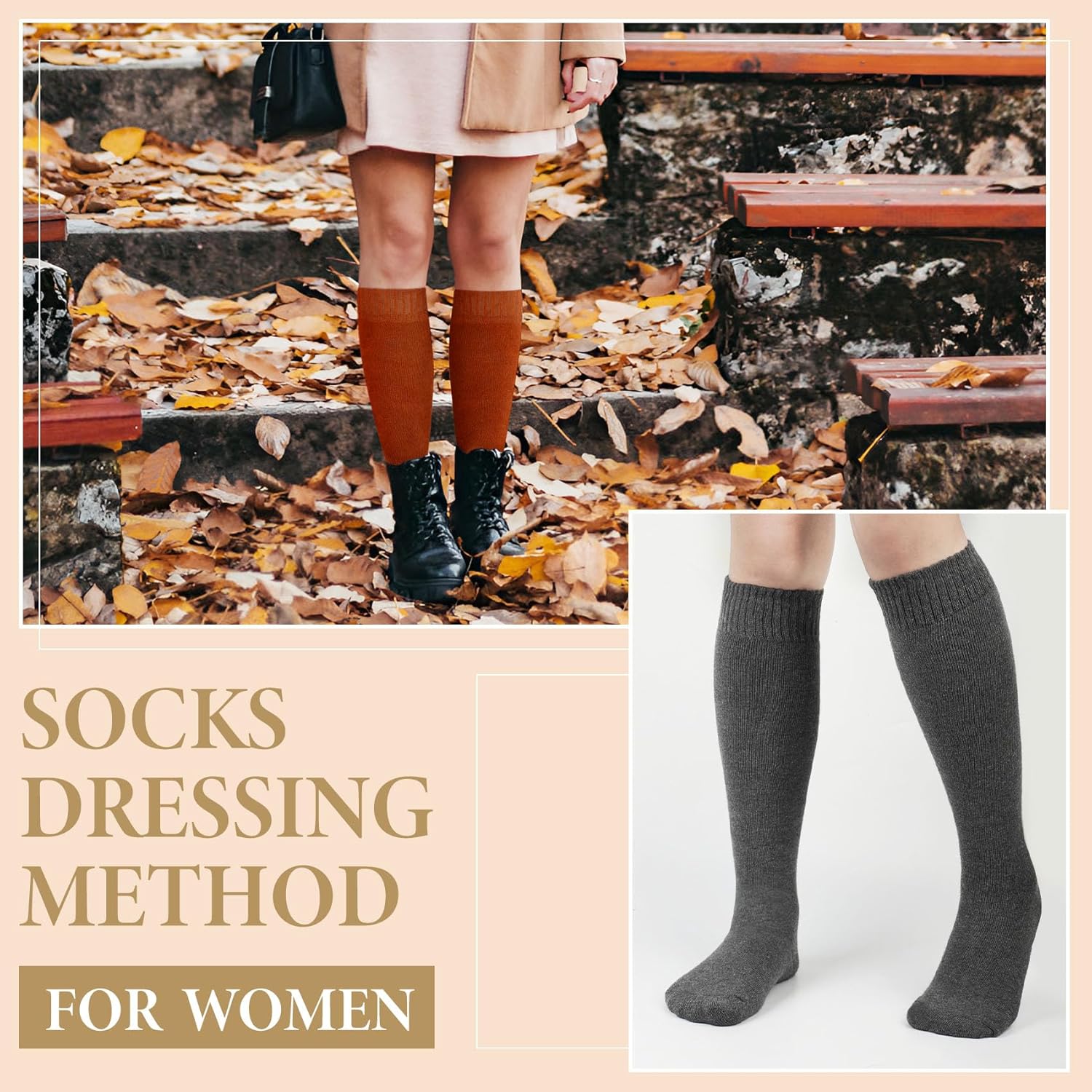 Justay 5 Pairs Winter Knee High Socks Warm Tall Boot, Soft Knit Thermal Cotton Long Socks for Women Gifts - Image 5