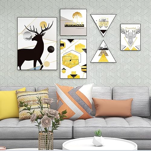 Miniatura 3 de YAMANGU Papel tapiz geométrico extraíble para despegar y pegar, papel adhesivo autoadhesivo para reacondicionamiento de muebles y decoración del