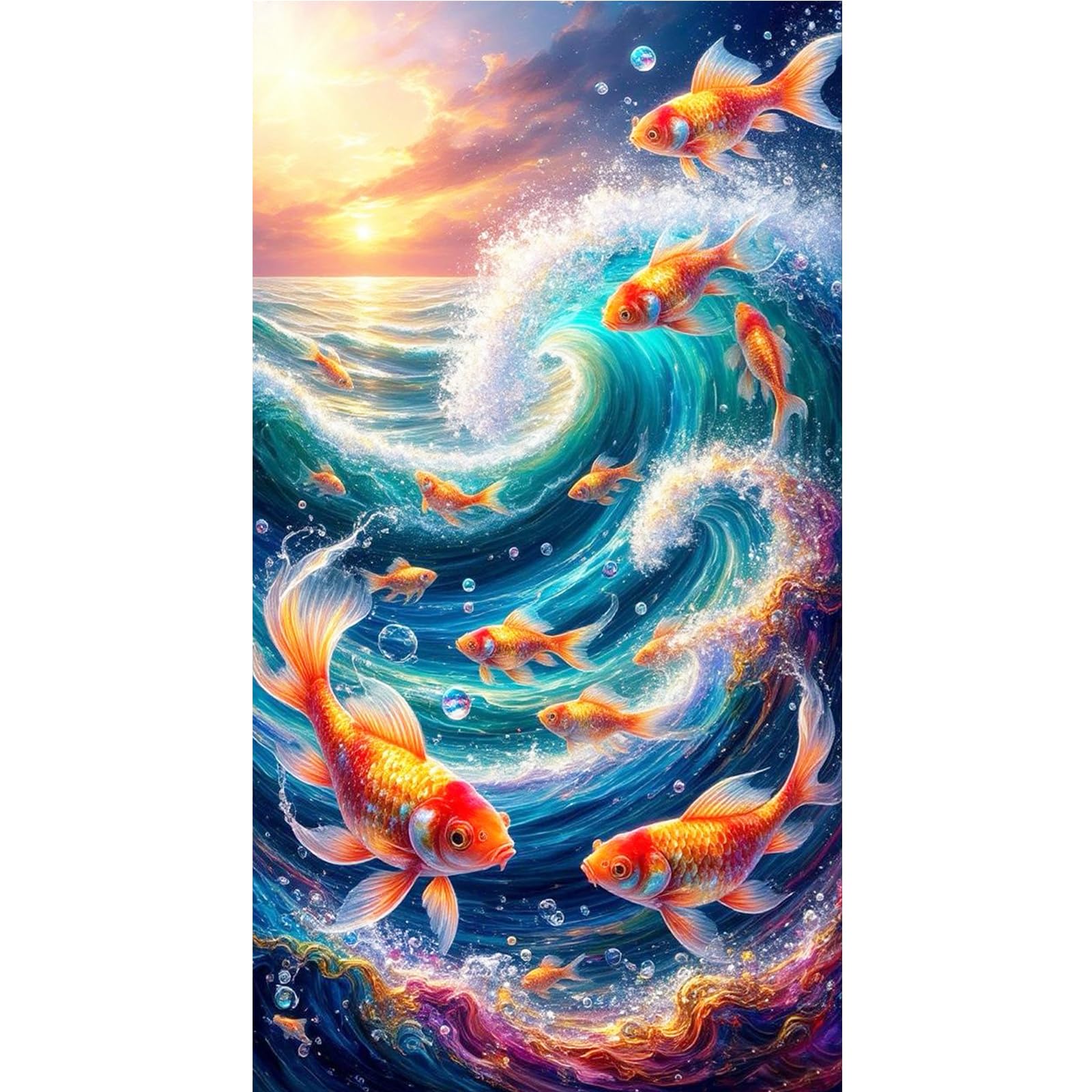 POETRYDRAW Fish at the Bottom of the Sea 5D Round Drill Diamond Art Kit 40x70cm Large DIY Painting Picture Crafts for Adults & Beginners