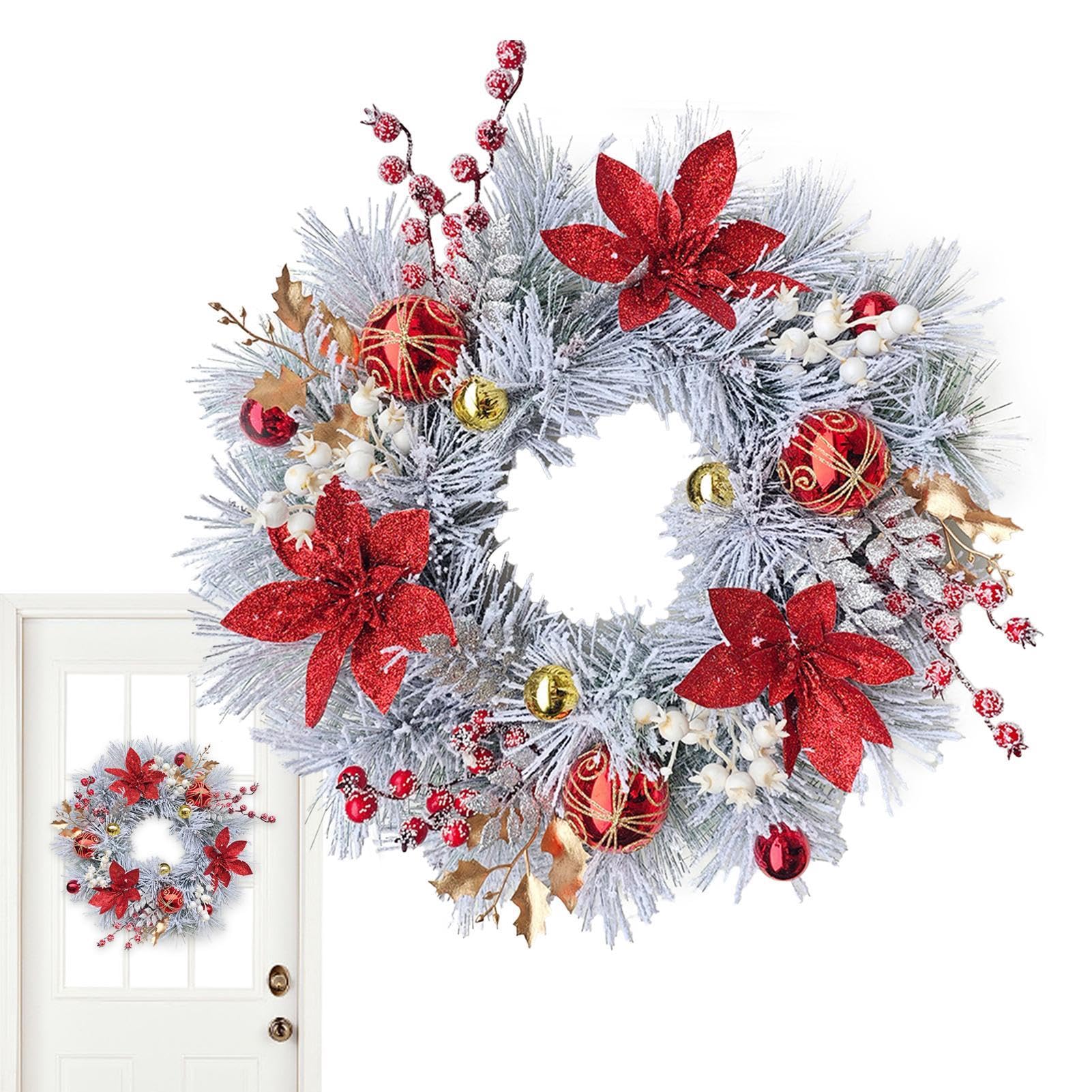 Couronne de Noël pour armoires et pendentif en rotin mural pour porche extérieur 45cm