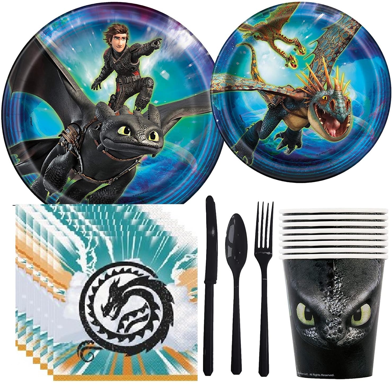 How To Train a Dragon Birthday Party Supplies Pack Including Cake & Lunch Plates, Cutlery, Cups, Napkins (8 Guests)…