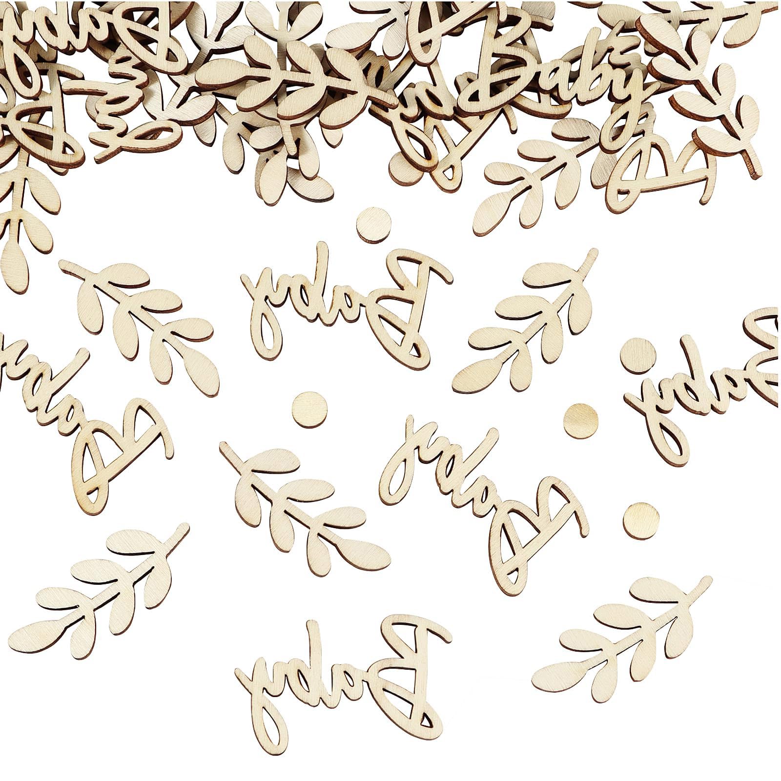 60pcs Baby Shower Confetti Wooden Rustic Neutral Table Confetti Baby Shower Table Decorations Boys Girls Unisex