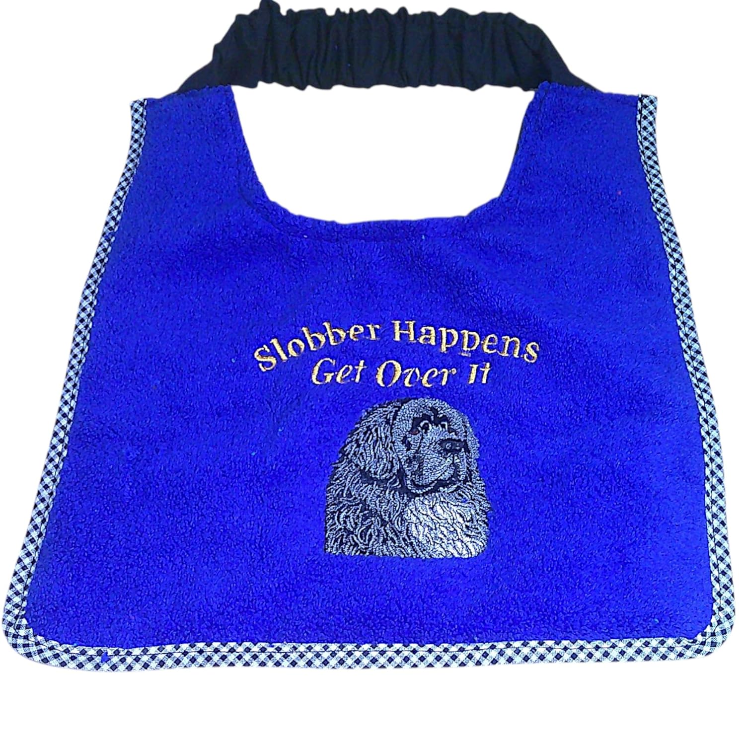 Luxury Newfoundland Dog Bib – “Slobber Happens Get Over It” | Custom Colours, Detailed Embroidery, Waterproof Backing | Handmade Statement Bib by DoggiesWorld