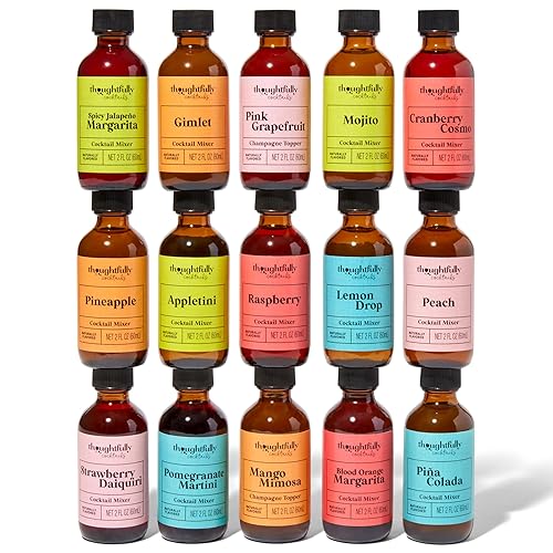 Miniatura 3 de Thoughtfully Cócteles, juego de regalo de mezclador de cóctel natural, 15 sabores clásicos que incluyen mojito, piña colada, melocotón y más, juego