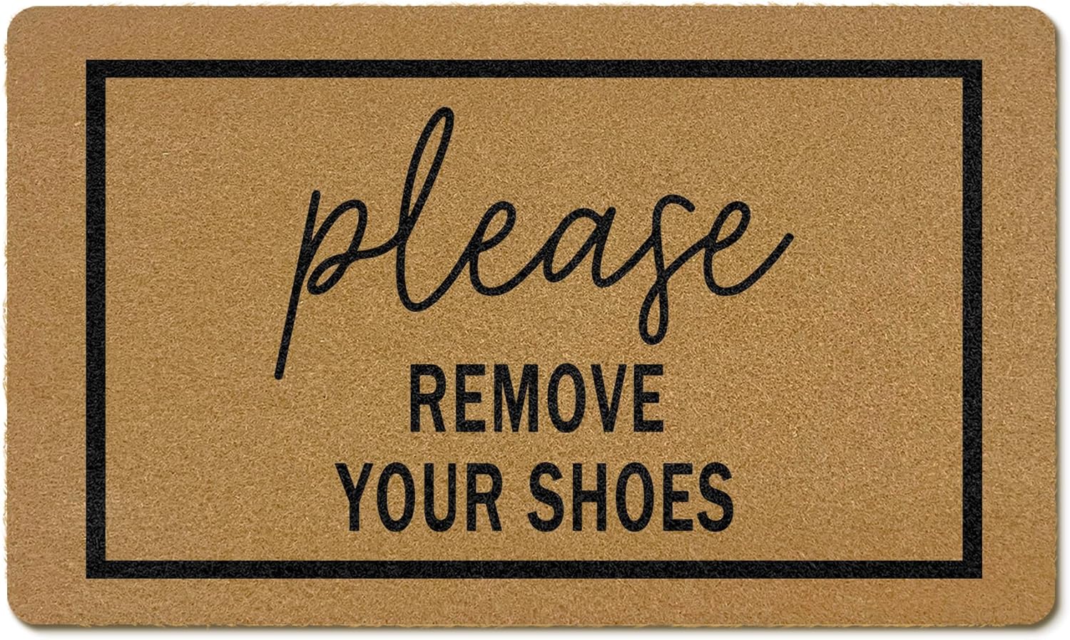 Funny Please Remove Your Shoes Coir Door Mats Outdoor, Shoes Off Front Door Mat Outside Entrance, Funny Doormat Outdoor Indoor Entrance for Home Entryway Decor, 17x30in