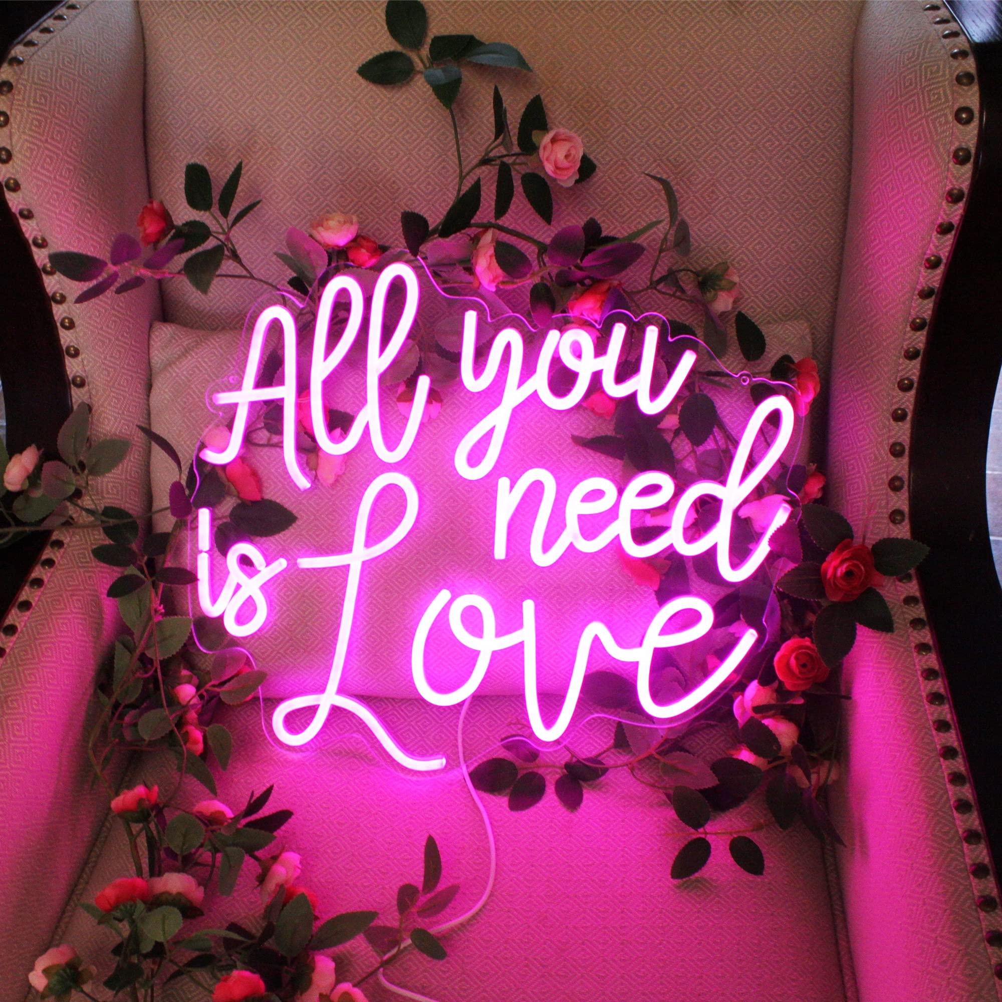 DAKABUKA All you need is love Pink Neon Sign for Wedding LED Neon Light sign Bedroom Bithday Party Bachelorette Engagement Home Wall Christmas Decorations