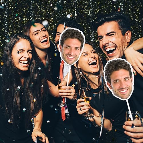 Miniatura 5 de Recorte facial en un palo, ventilador personalizado de caras divertidas, recortes de cabeza de foto personalizados para fiestas, cumpleaños, bodas,