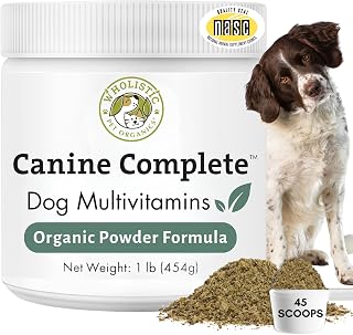 Wholistic Pet Organics Canine Complete Dog Multivitamin Powder 1lb - All-in-One Daily Supplement for Immune, Skin, Coat & Total Health - All Breeds & Ages