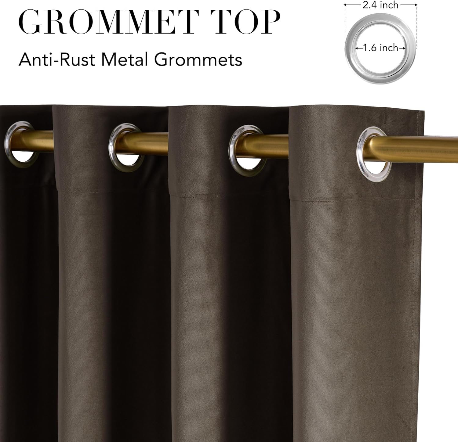 NICETOWN Taupe Velvet Curtains 90 Inches Long, Luxury Warm Neutral Drapes for Living Room, Thermal Insulated Grommet Panel, 52 x 90 Inch, Set of 2