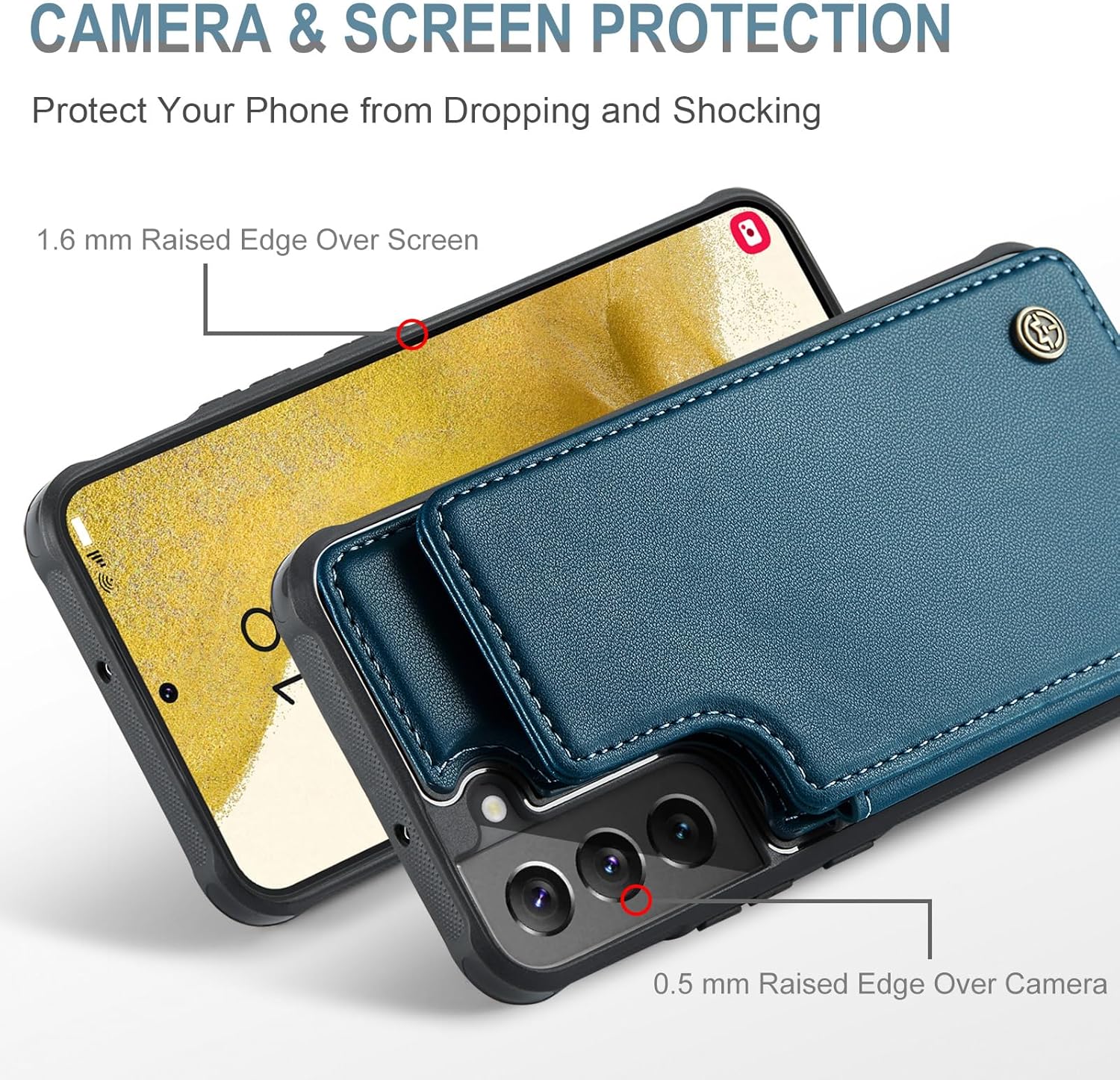 Vinich for Samsung Galaxy S22 Plus Wallet Case with Card Holder, RFID Blocking Credit Slots Kickstand Shockproof Phone Cover Fit for Galaxy S22 Plus 6.6" Blue - Image 4