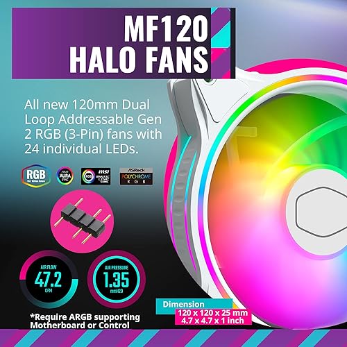 Miniatura 4 de Cooler Master MasterLiquid ML240 Illusion White Close-Loop AIO - Enfriador líquido de CPU AIO cúpula translúcida bomba de cámara dual de 3