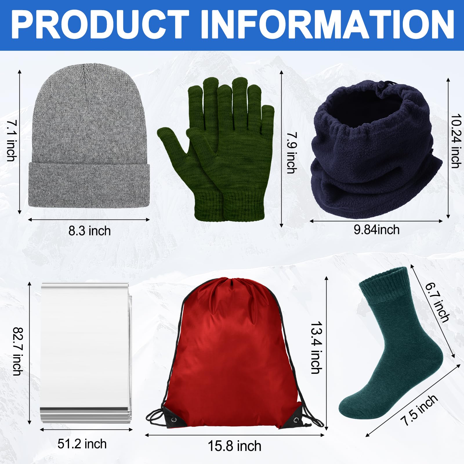 Coume Homeless Care Paket Supplies Hygiene-Kit Winter Beanie Halswärmer Handschuhe Kordelzug Taschen für Männer Frauen