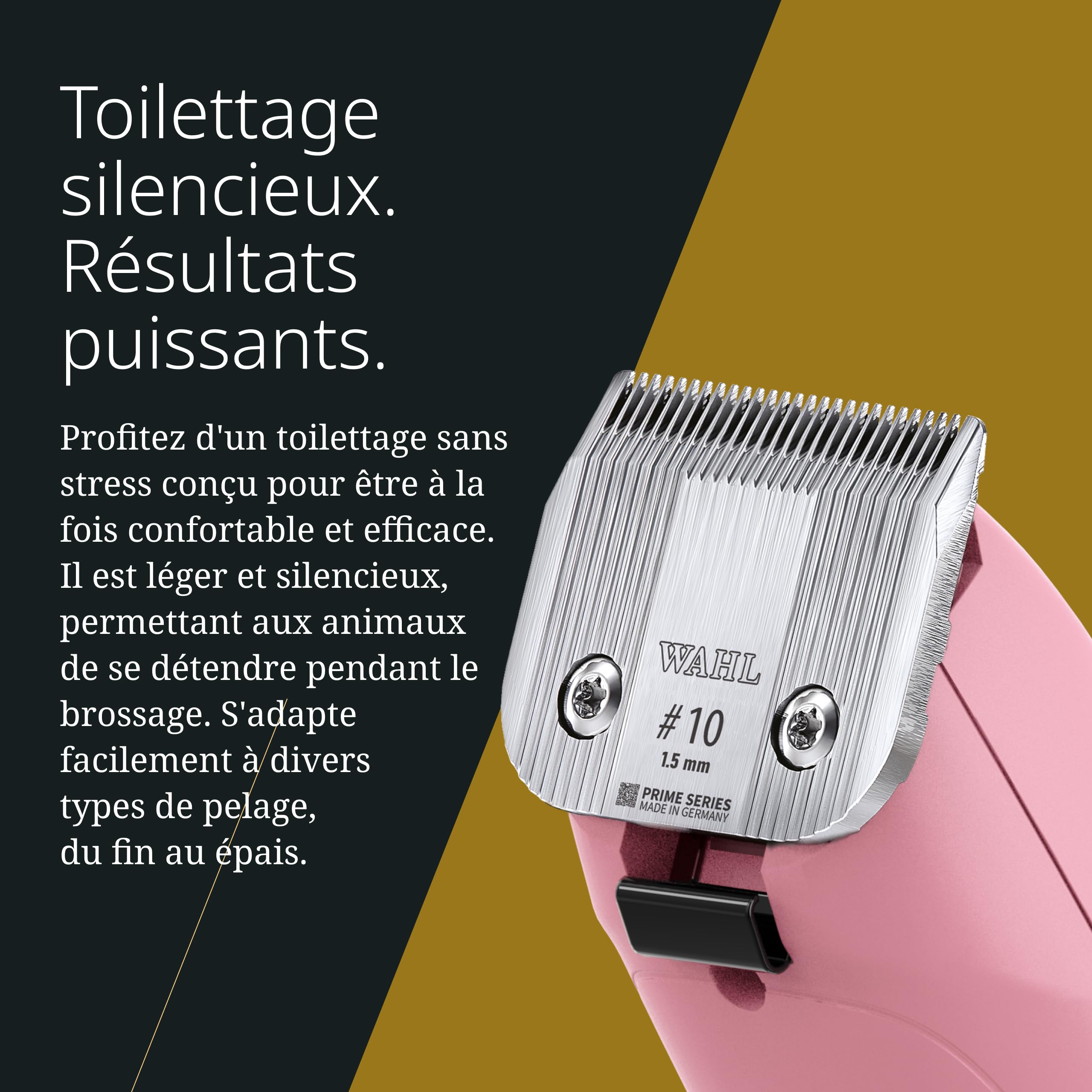 Wahl KM2+, Tondeuse Filaire pour Animaux, Légère, Rose | Tondeuse Filaire pour Animaux, Lame Prime #10 en Acier Trempé, 2 Vitesses 3000 et 3400 tr/min, Câble 4,2 m, Silencieuse