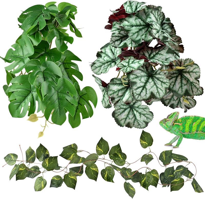 Plantas Artificiais para Terrário KATUMO com Folhas de Seda e Ventosas, 3 Peças