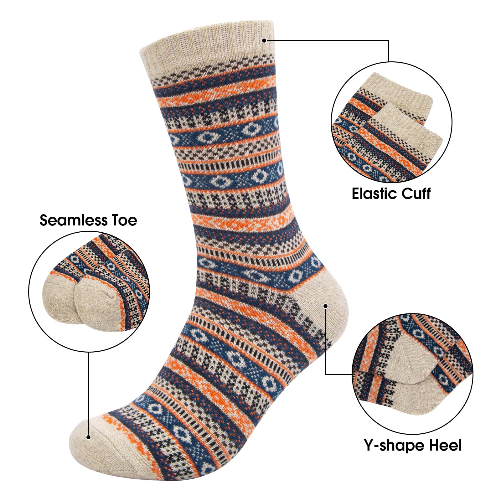 Justay 6 Paia Calzini di Lana da Uomo Calze Termiche Invernali Morbidi Calzini Caldi da Trekking