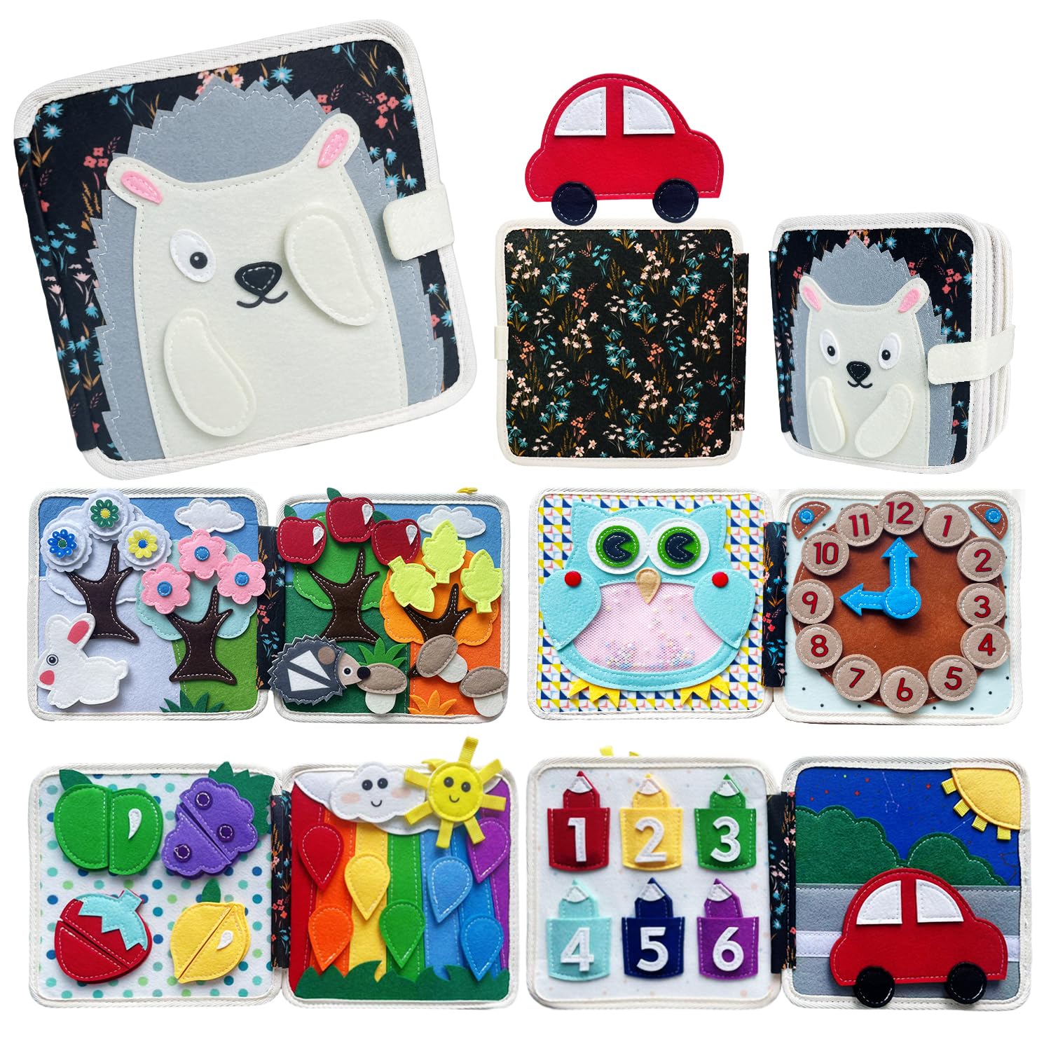 Busy Book for Toddlers 1-3 Years Old - Montessori Busy Board Toy, Suitable for 1-Year-Old Boys and Girls, Quiet Activity Book, Travel Toy, Sensory Cloth Book for 1-Year-Olds