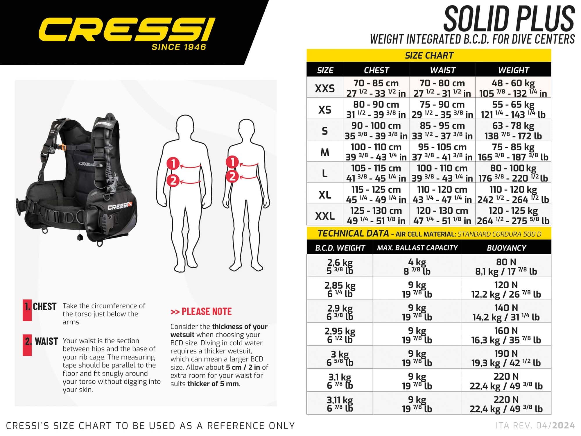 CRESSI Solid Plus Gilet Stabilisateurs de Plongée BCD GAV Mixte
