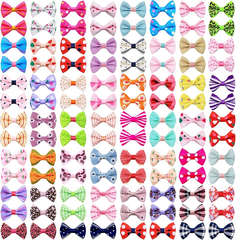 100Pcs Dog Hair Bows with Alligator Clips for Small Medium Dogs | Handmade Dog Hair Clips, Secure & Non-Slip, Lightweight & Fur-Friendly, Idea for Pet Grooming & Daily Wear